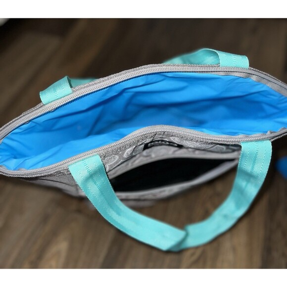 Essential Tote Lunch Bag Cooler, 14 Can Capacity, Gray and Teal - Picture 6 of 9